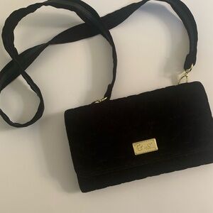 Betsey Johnson Black Velvet Crossbody Bag